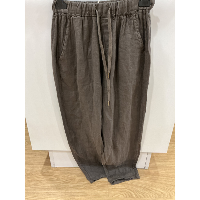 Pantalon en lin choco