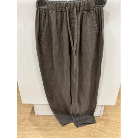 Pantalon en lin choco