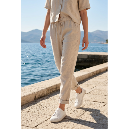 Pantalon en lin beige