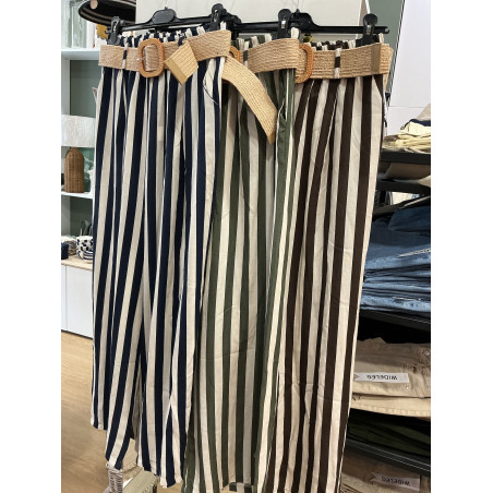 Pantalon large rayée