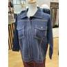 Veste gilet bleu couture camel