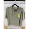 T-shirt éponge kaki love le touquet jaune fluo
