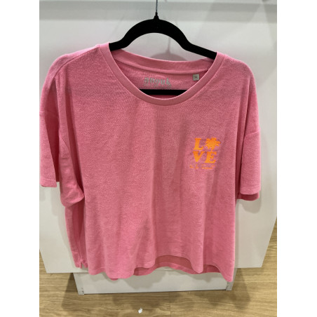 T-shirt éponge rose Love le touquet orange