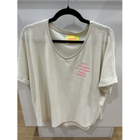 T-shirt col V éponge écru le touquet