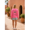 Sweat palmier rose fluo