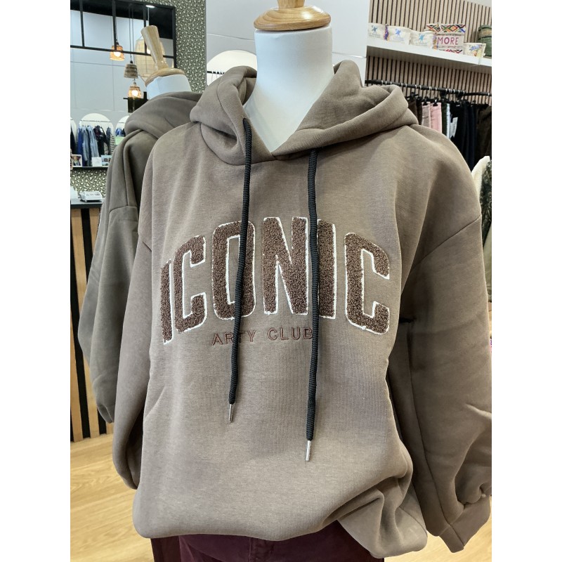 Sweat-shirt à capuche Iconic taupe