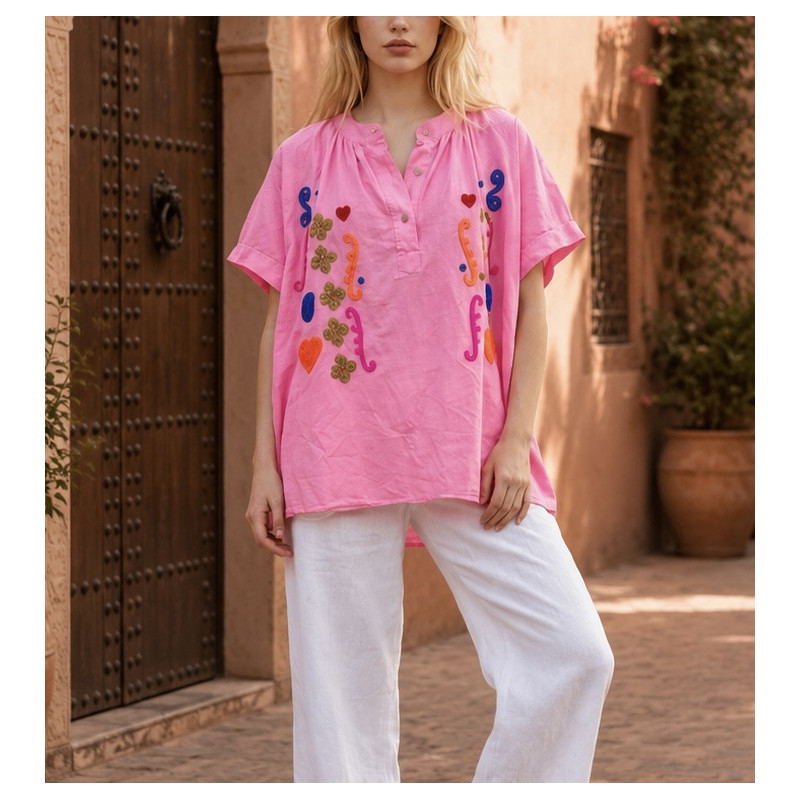 Chemise sans manche rose fluo Nour