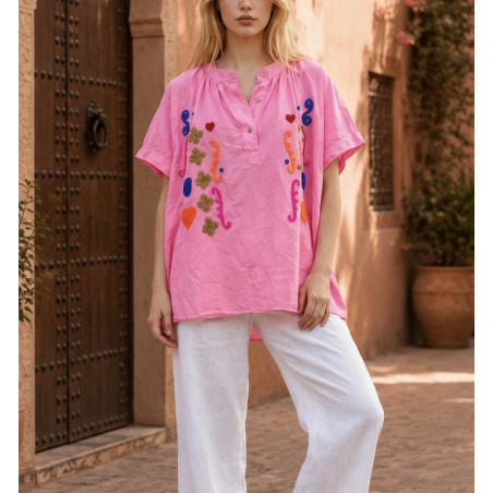 Chemise sans manche rose fluo Nour
