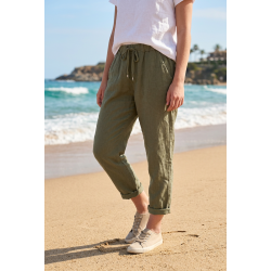 Pantalon en lin kaki