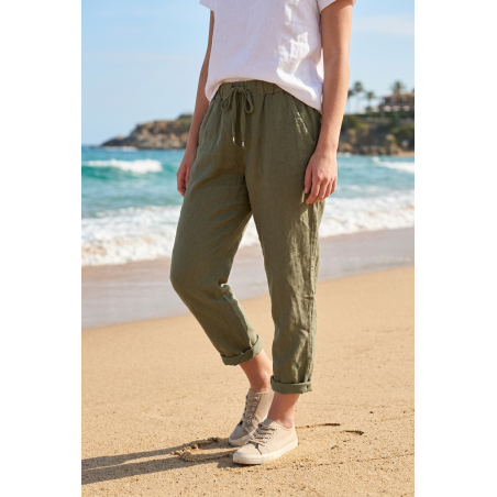 Pantalon en lin kaki