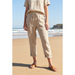 Pantalon en lin beige foncé