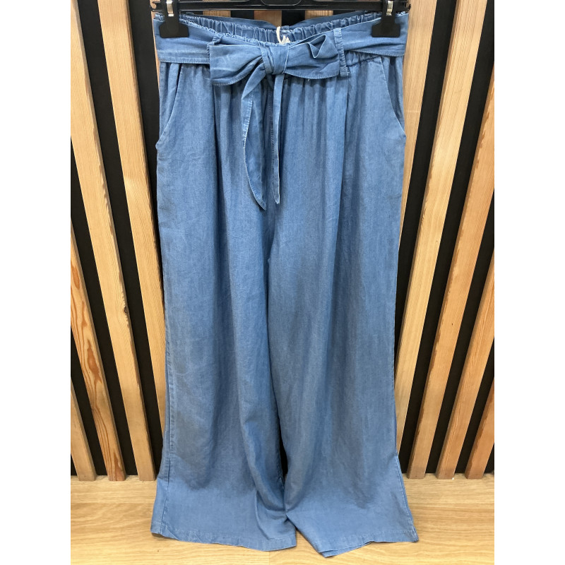 Pantalon large fluide jeans clair
