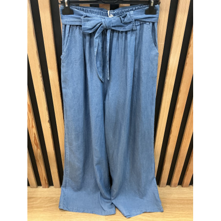 Pantalon large fluide jeans clair