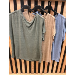 T-shirt col V en lin