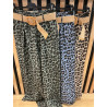 Pantalon large en lin leopard
