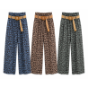Pantalon large en lin leopard