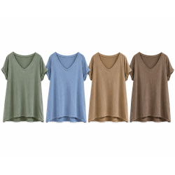 T-shirt col V en lin