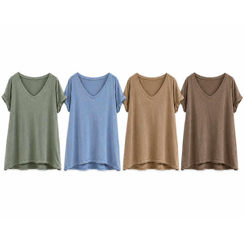 T-shirt col V en lin
