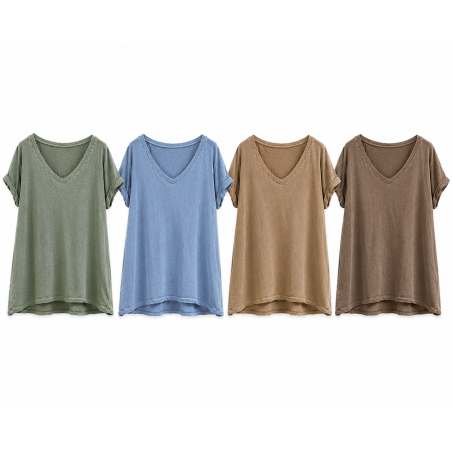 T-shirt col V en lin
