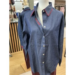 Chemise jeans bleu foncé Amour Toujours