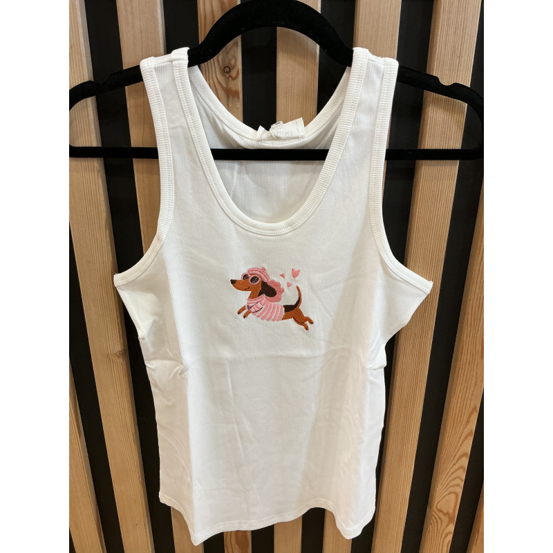 Debardeur teckel pull mariniere rose