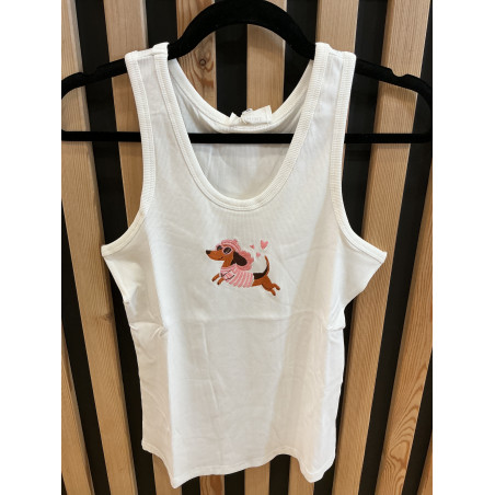 Debardeur teckel pull mariniere rose