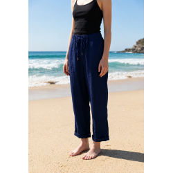 Pantalon en lin marine