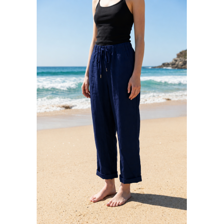 Pantalon en lin marine
