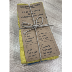 Lot de 6 serviettes de table les bonnes manières à table