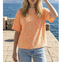 T-shirt léopard orange