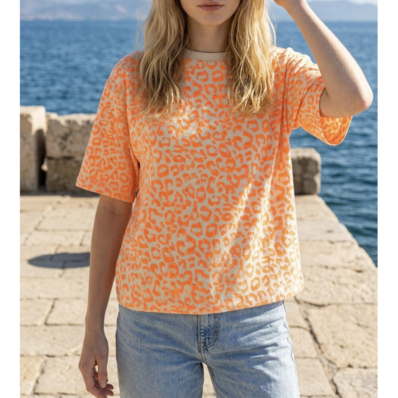 T-shirt léopard orange