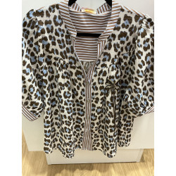 Blouse léopard bleu et choco
