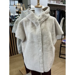 Veste fourrure manches courtes écru
