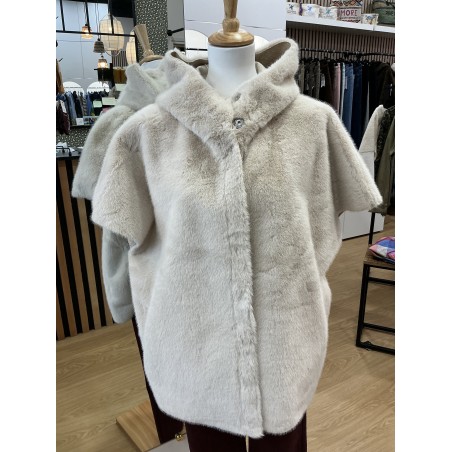 Veste fourrure manches courtes écru