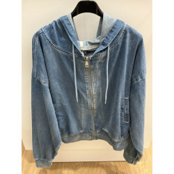 Veste blouson à capuche en jeans
