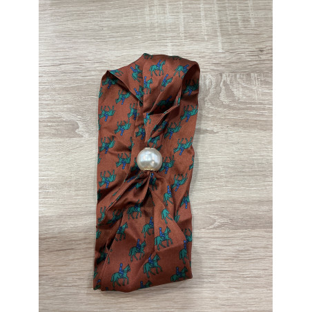 Collier foulard cheval choco et vert