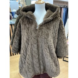 Cape fourrure tricot choco