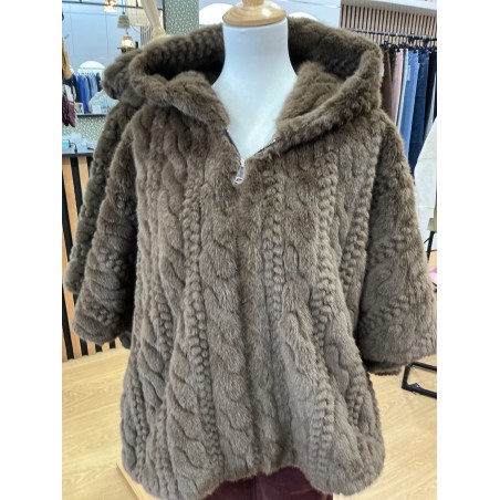 Cape fourrure tricot choco