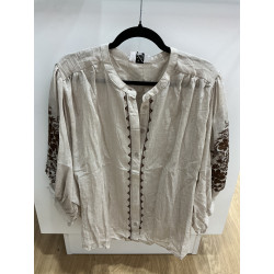 Blouse beige et choco Noria