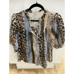 Blouse Tatiana bleu et choco
