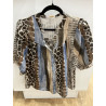 Blouse Tatiana bleu et choco