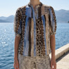 Blouse Tatiana bleu et choco
