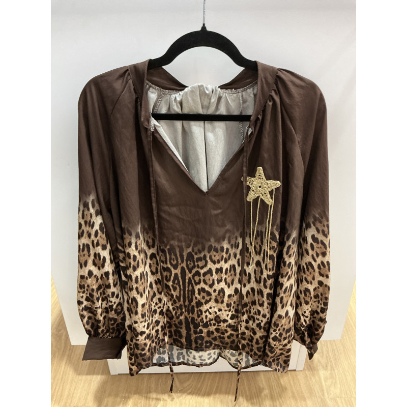 Blouse léopard choco et doré