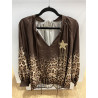 Blouse léopard choco et doré