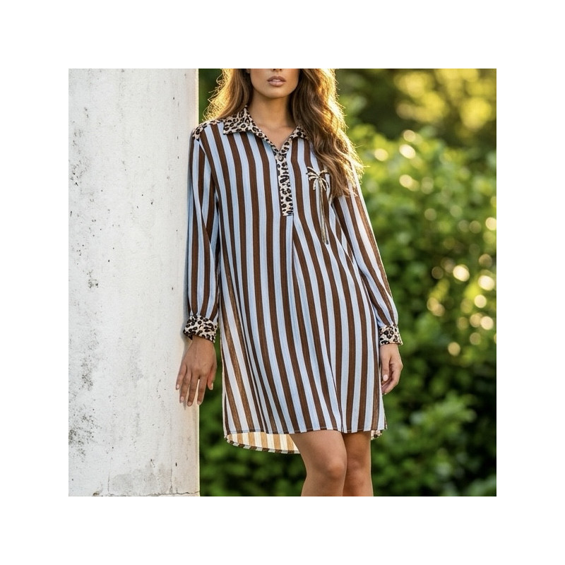 Robe rayée et léopard bleu et choco