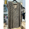 Robe léopard manche courte camel