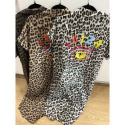 Robe longue chemise léopard
