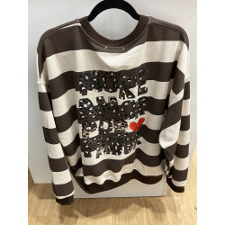 Sweat rayé choco MORE AMORE