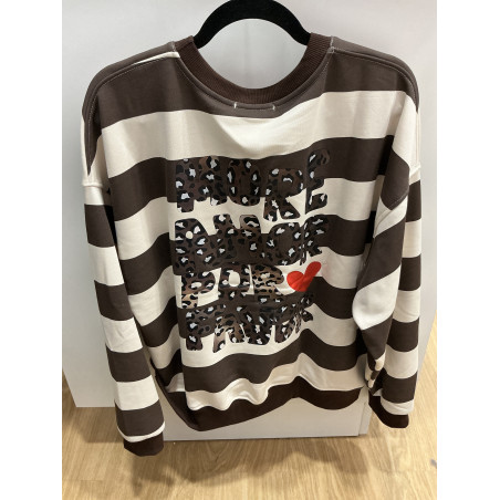 Sweat rayé choco MORE AMORE