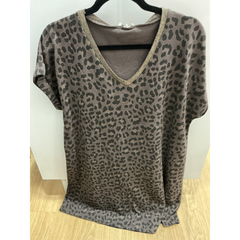 Robe léopard manche courte coton